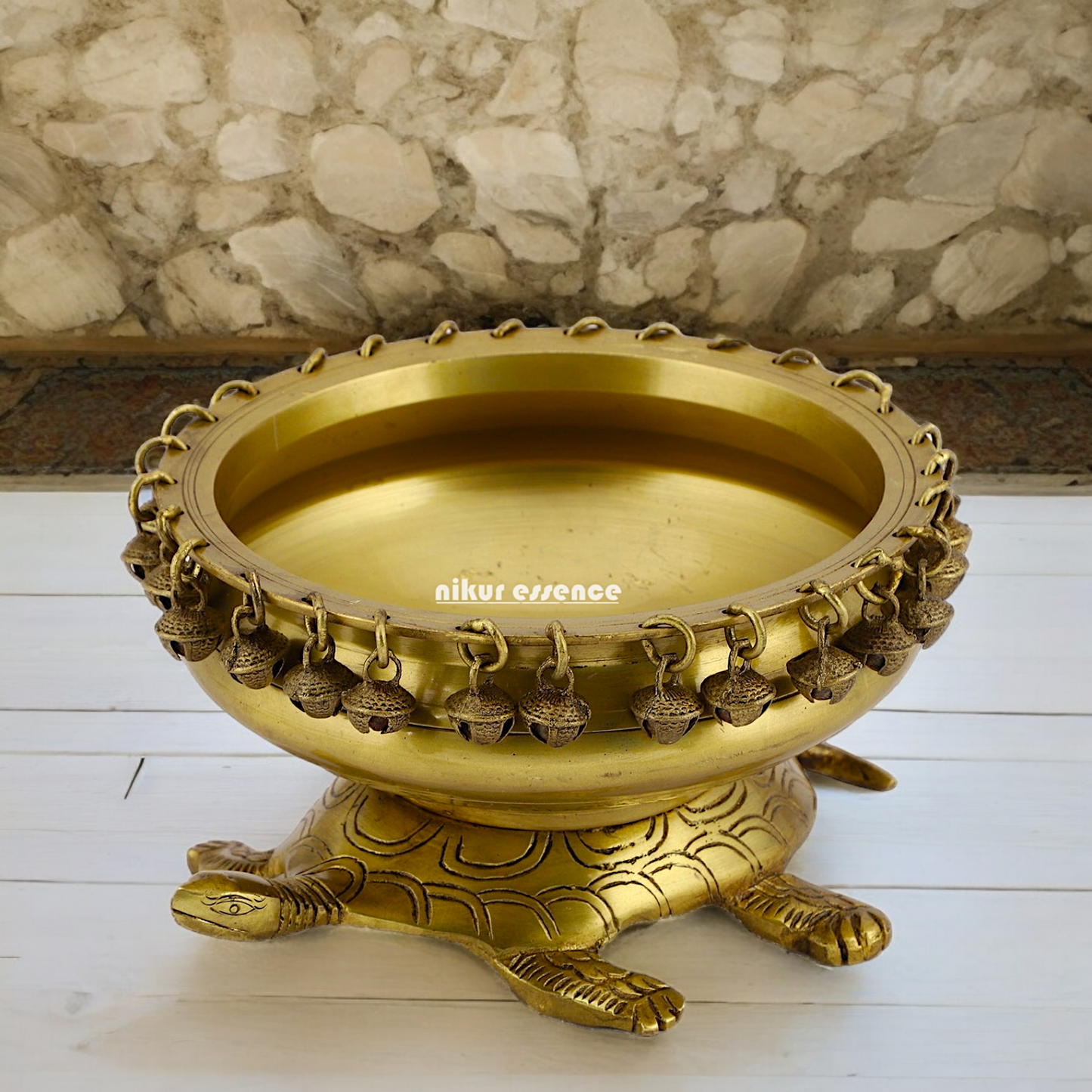 Solid Braas Turtle Tortoise Urli - 10 Inch Nikuressence