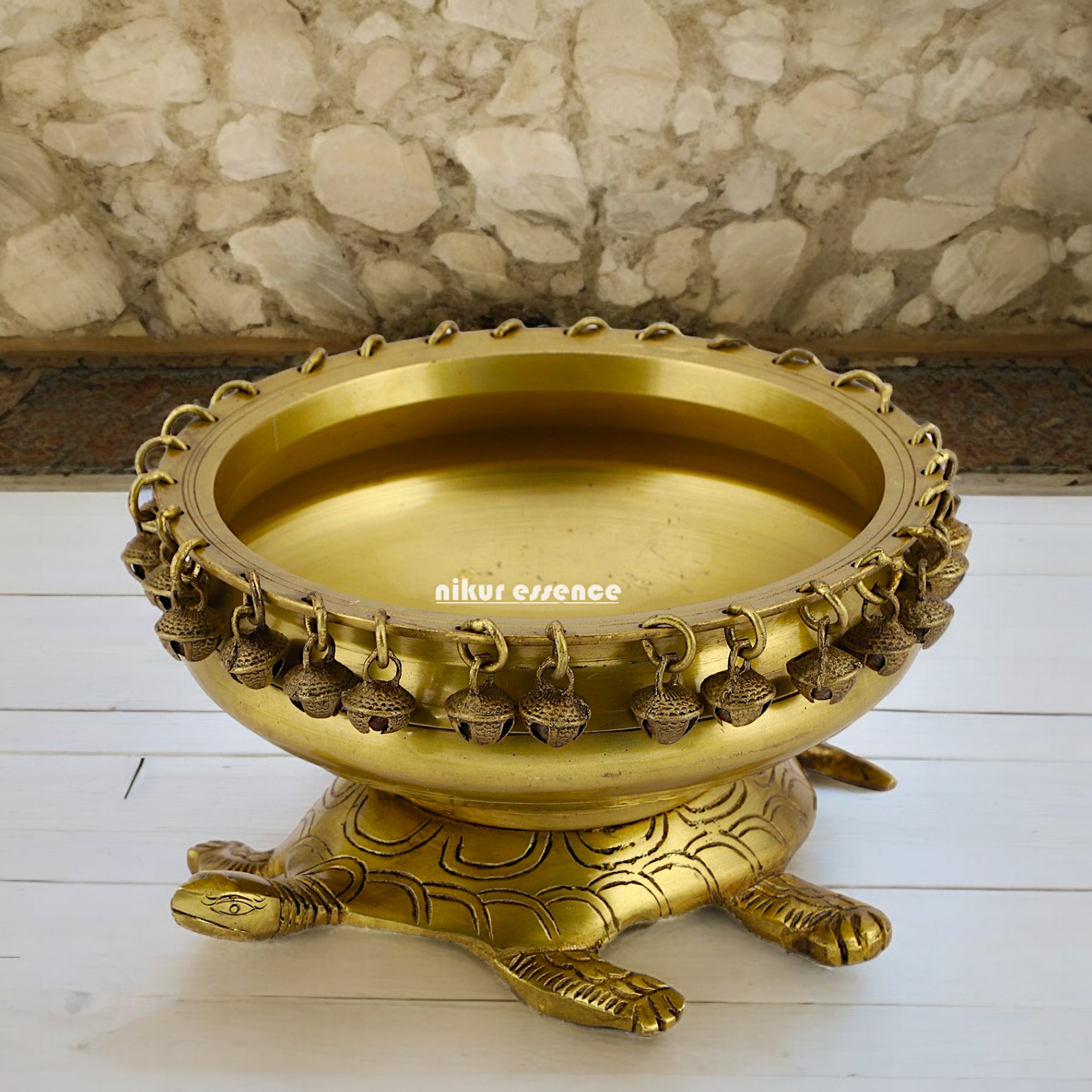 Solid Braas Turtle Tortoise Urli - 10 Inch Nikuressence