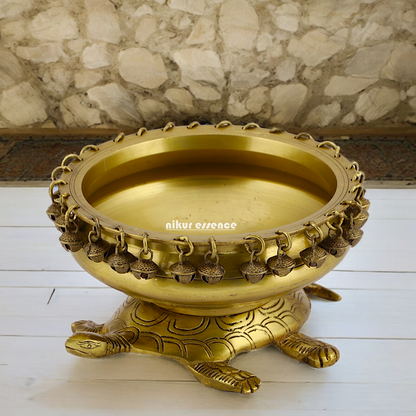 Solid Braas Turtle Tortoise Urli - 10 Inch Nikuressence