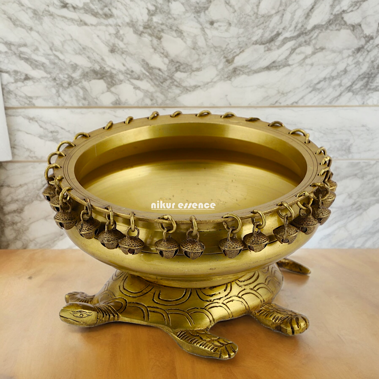 Solid Braas Turtle Tortoise Urli - 10 Inch Nikuressence