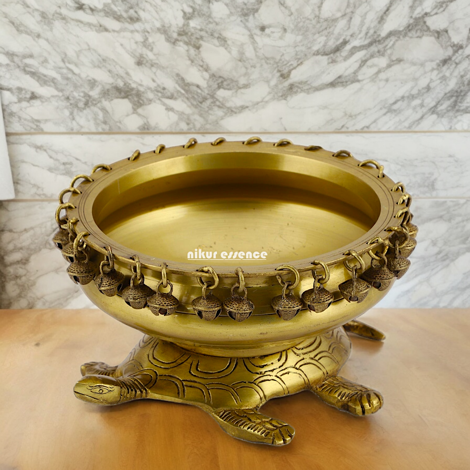 Solid Braas Turtle Tortoise Urli - 10 Inch Nikuressence