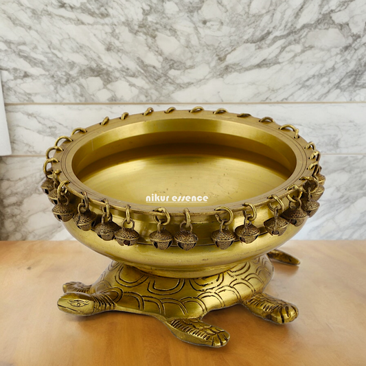 Solid Braas Turtle Tortoise Urli - 10 Inch Nikuressence