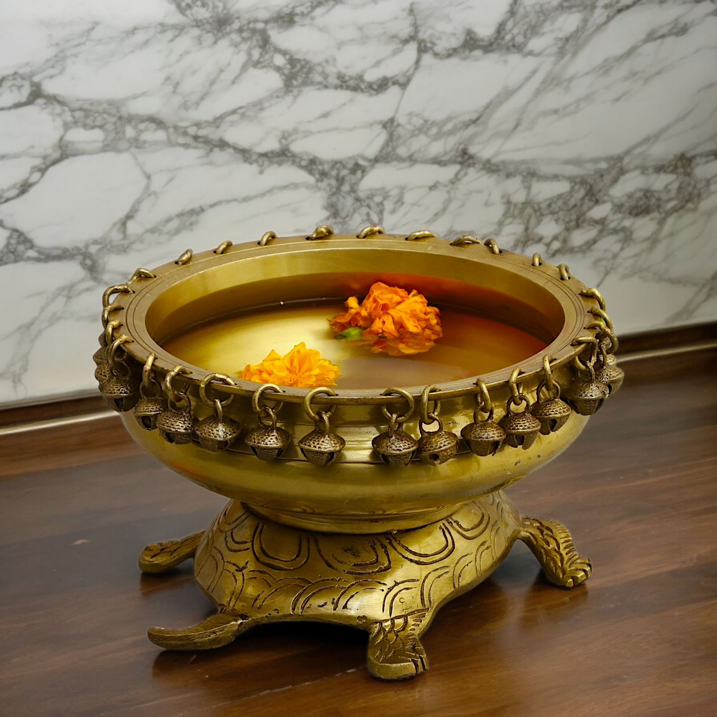 Solid Braas Turtle Tortoise Urli - 10 Inch Nikuressence