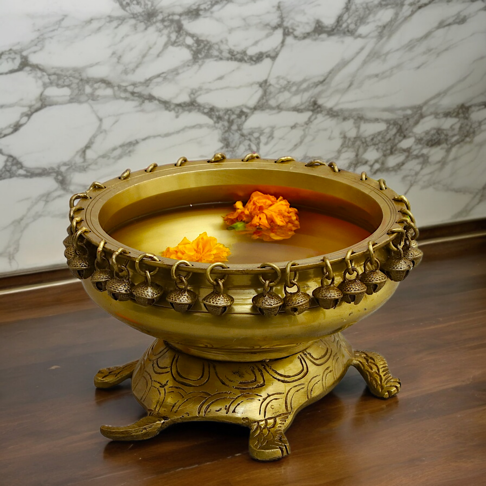 Solid Braas Turtle Tortoise Urli - 10 Inch Nikuressence