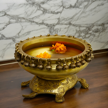 Solid Braas Turtle Tortoise Urli - 10 Inch Nikuressence