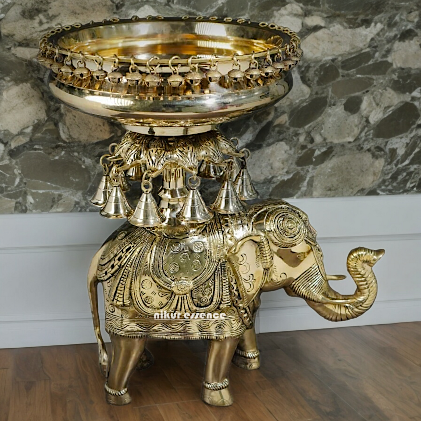 Shop Elephant Urli Solid brass with Bells Ghungroo - 16.5 Inch Nikuressence