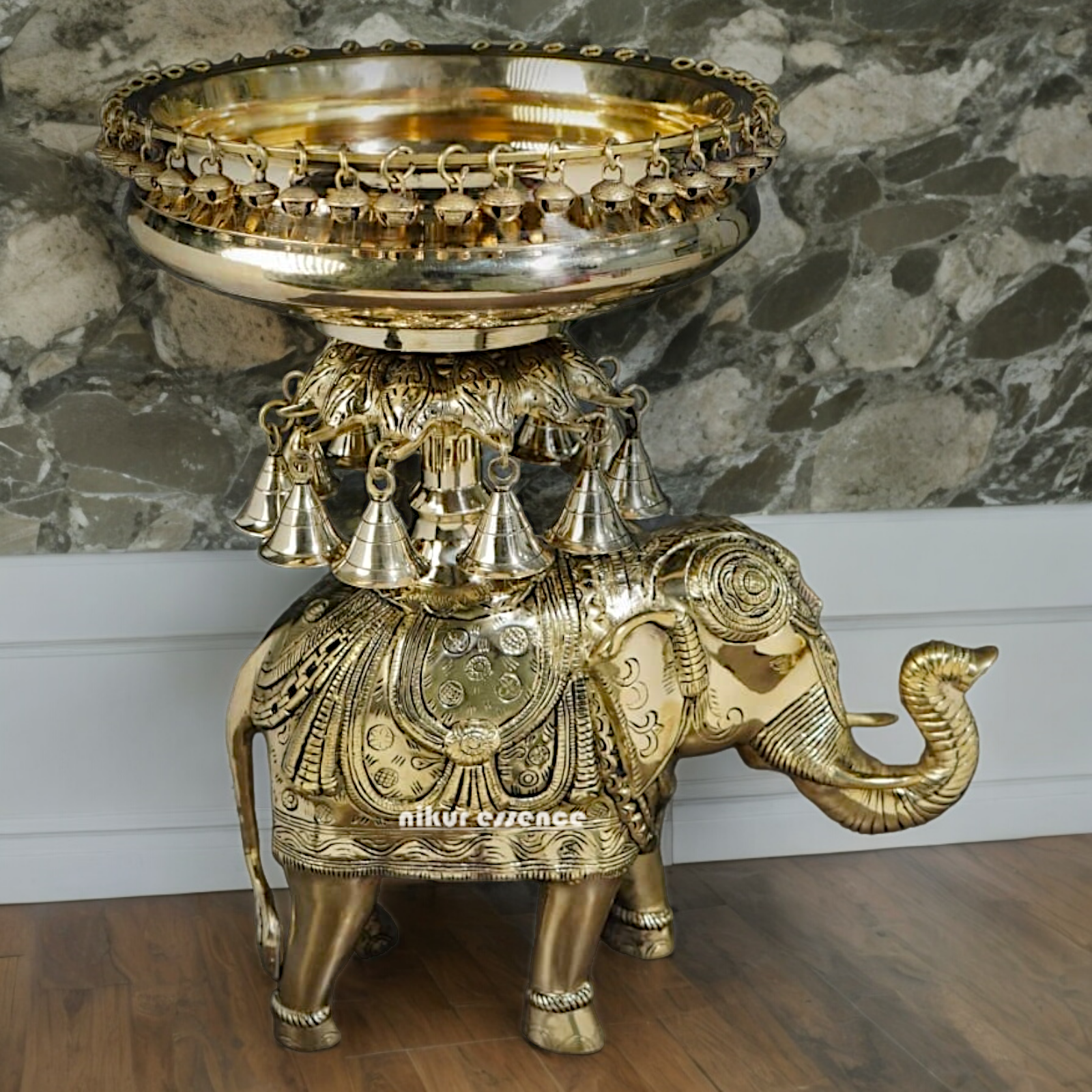 Shop Elephant Urli Solid brass with Bells Ghungroo - 16.5 Inch Nikuressence