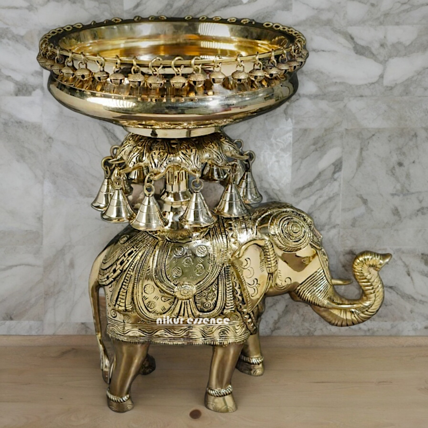 Shop Elephant Urli Solid brass with Bells Ghungroo - 16.5 Inch Nikuressence
