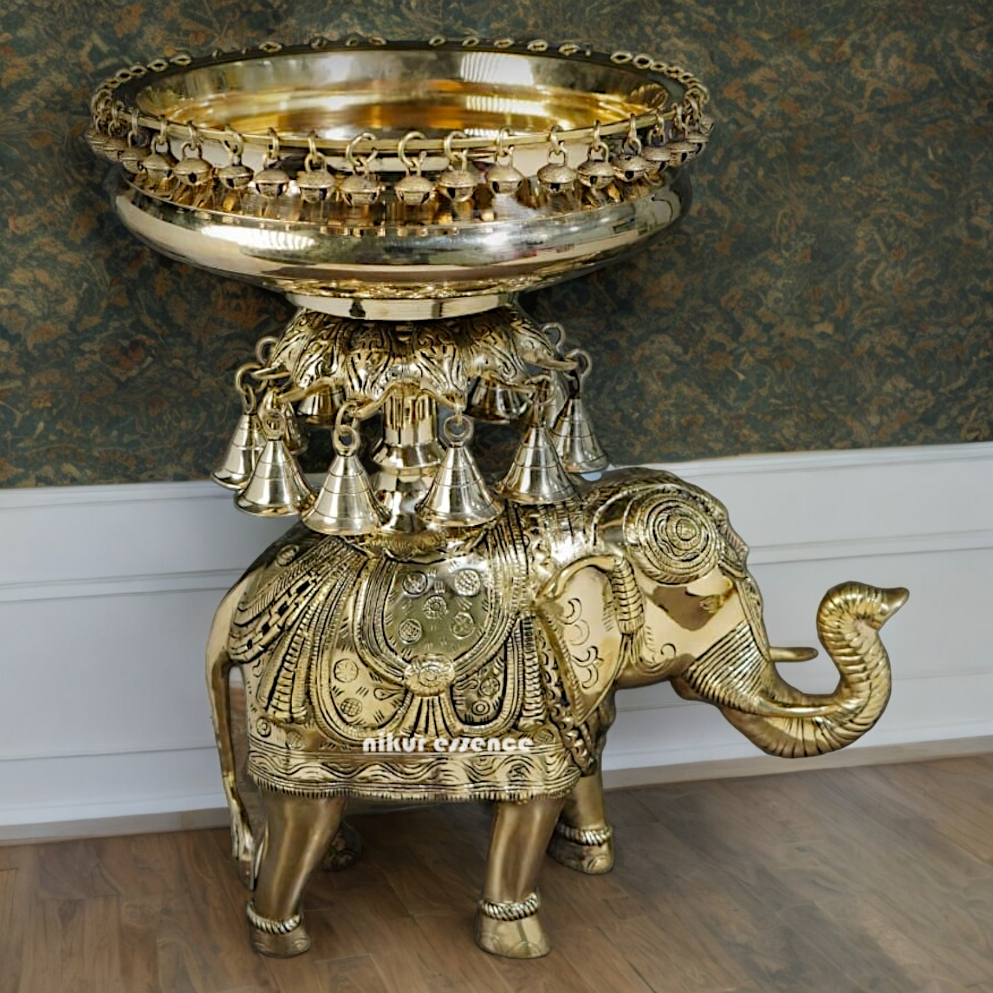 Shop Elephant Urli Solid brass with Bells Ghungroo - 16.5 Inch Nikuressence