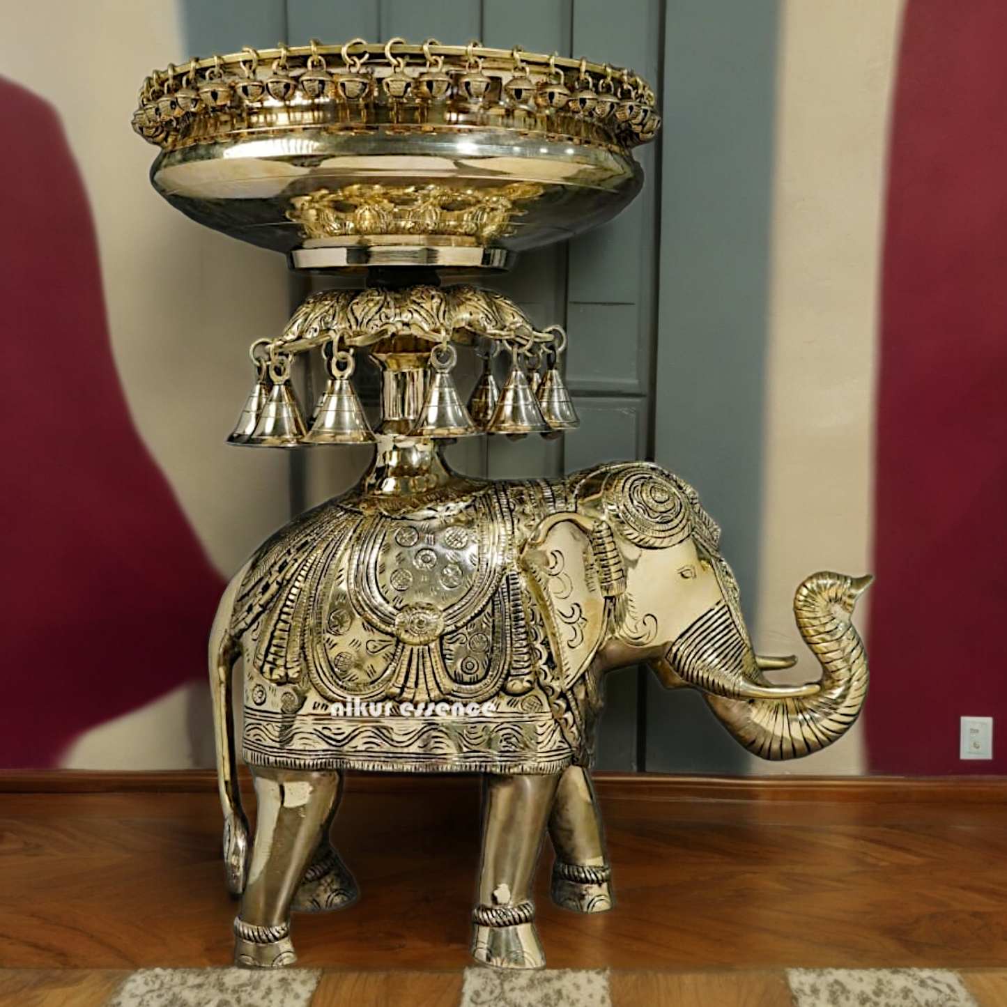 Shop Elephant Urli Solid brass with Bells Ghungroo - 16.5 Inch Nikuressence