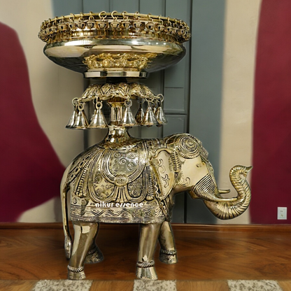 Shop Elephant Urli Solid brass with Bells Ghungroo - 16.5 Inch Nikuressence