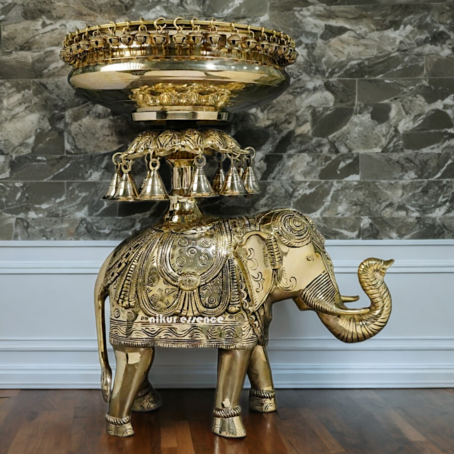 Shop Elephant Urli Solid brass with Bells Ghungroo - 16.5 Inch Nikuressence