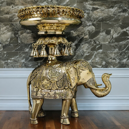 Shop Elephant Urli Solid brass with Bells Ghungroo - 16.5 Inch Nikuressence