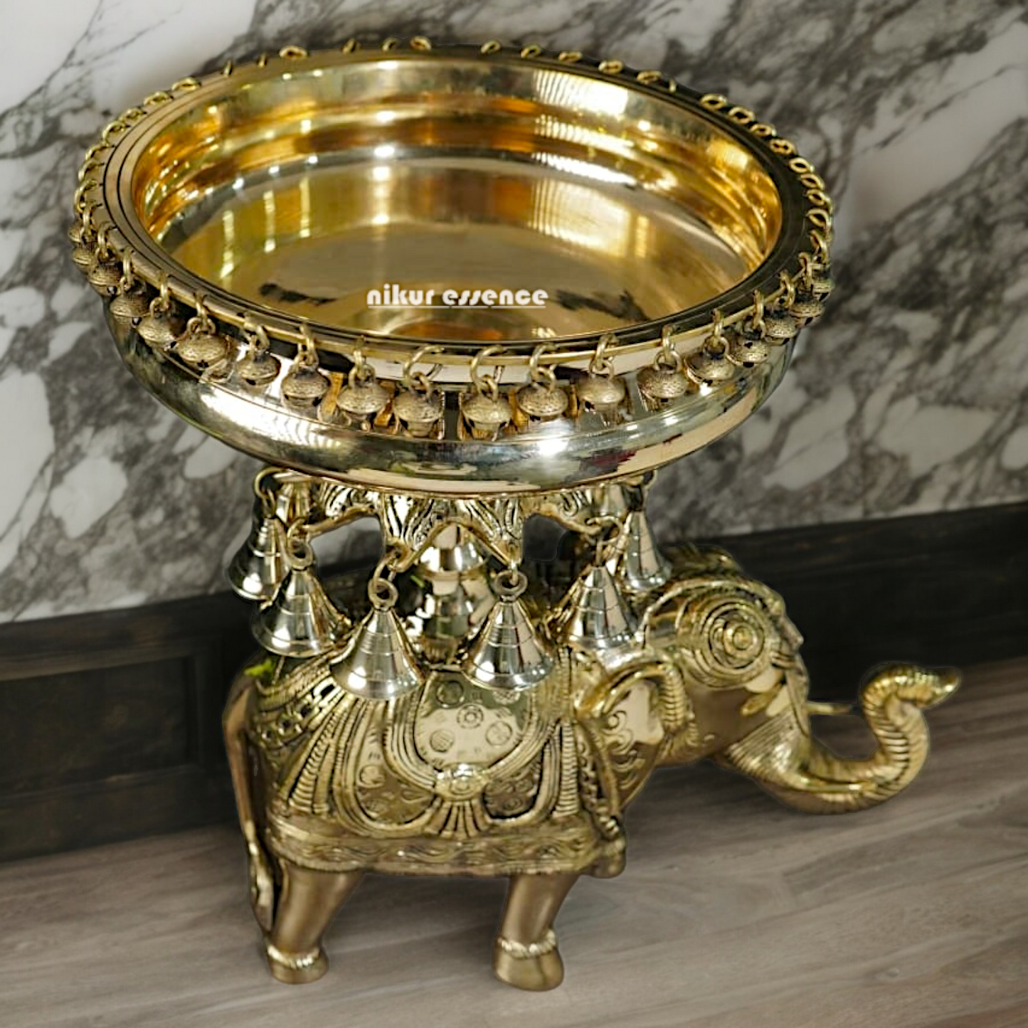 Shop Elephant Urli Solid brass with Bells Ghungroo - 16.5 Inch Nikuressence