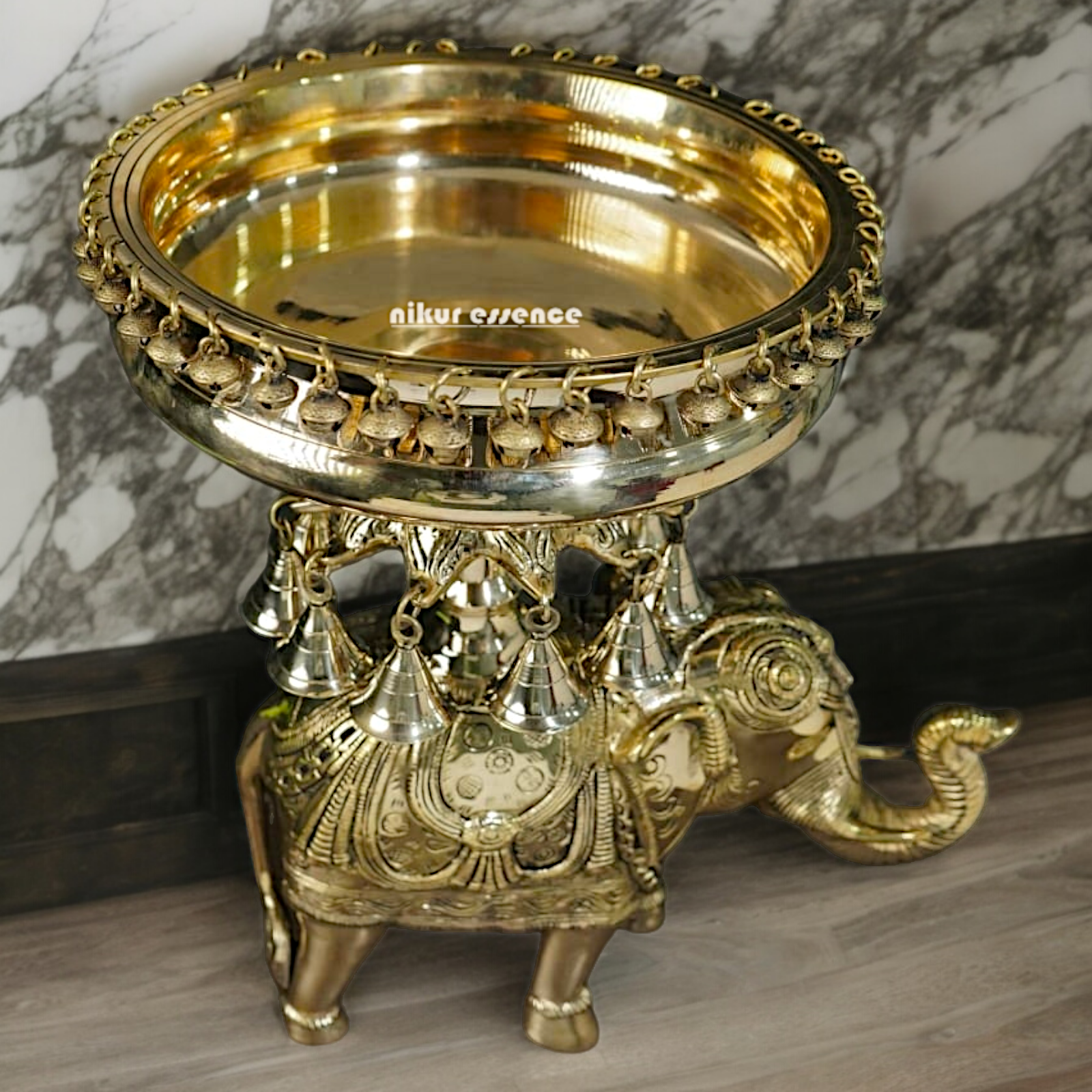 Shop Elephant Urli Solid brass with Bells Ghungroo - 16.5 Inch Nikuressence