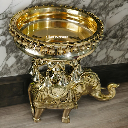 Shop Elephant Urli Solid brass with Bells Ghungroo - 16.5 Inch Nikuressence