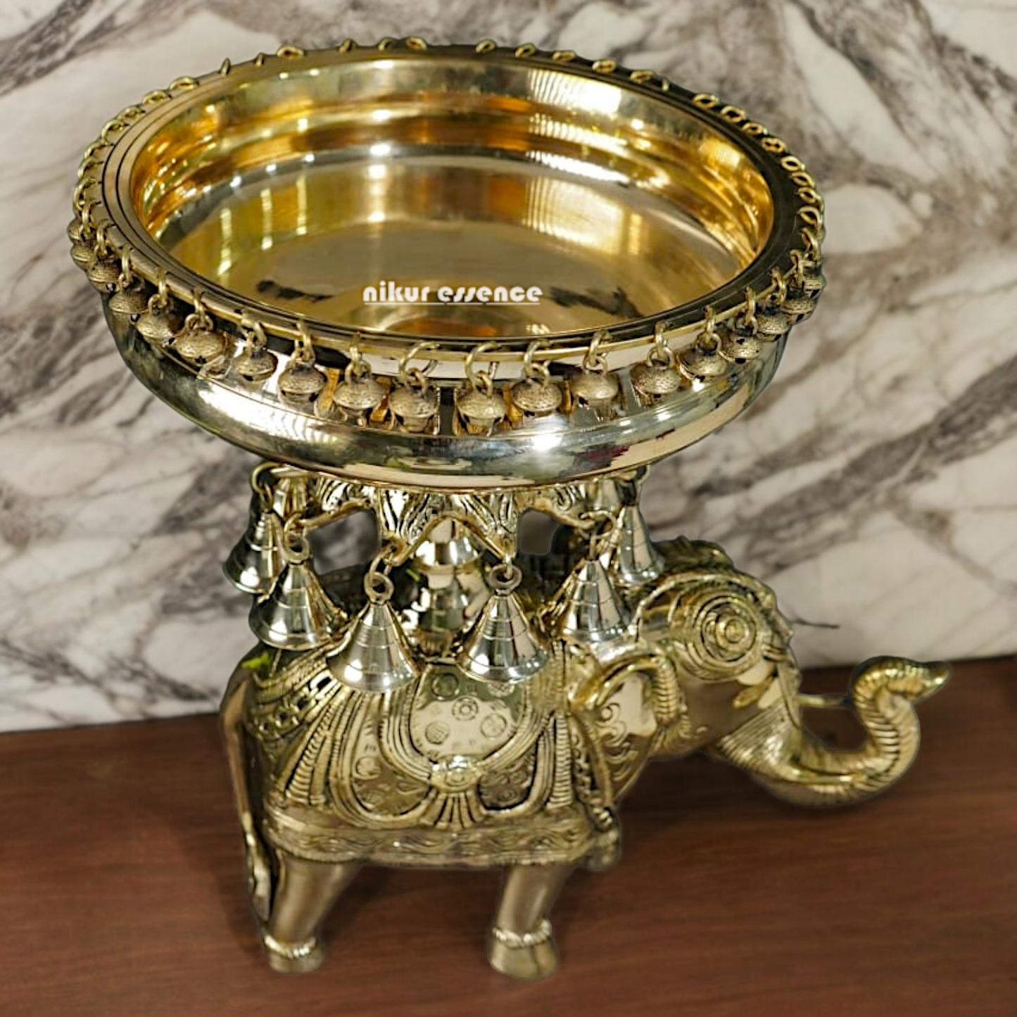 Shop Elephant Urli Solid brass with Bells Ghungroo - 16.5 Inch Nikuressence