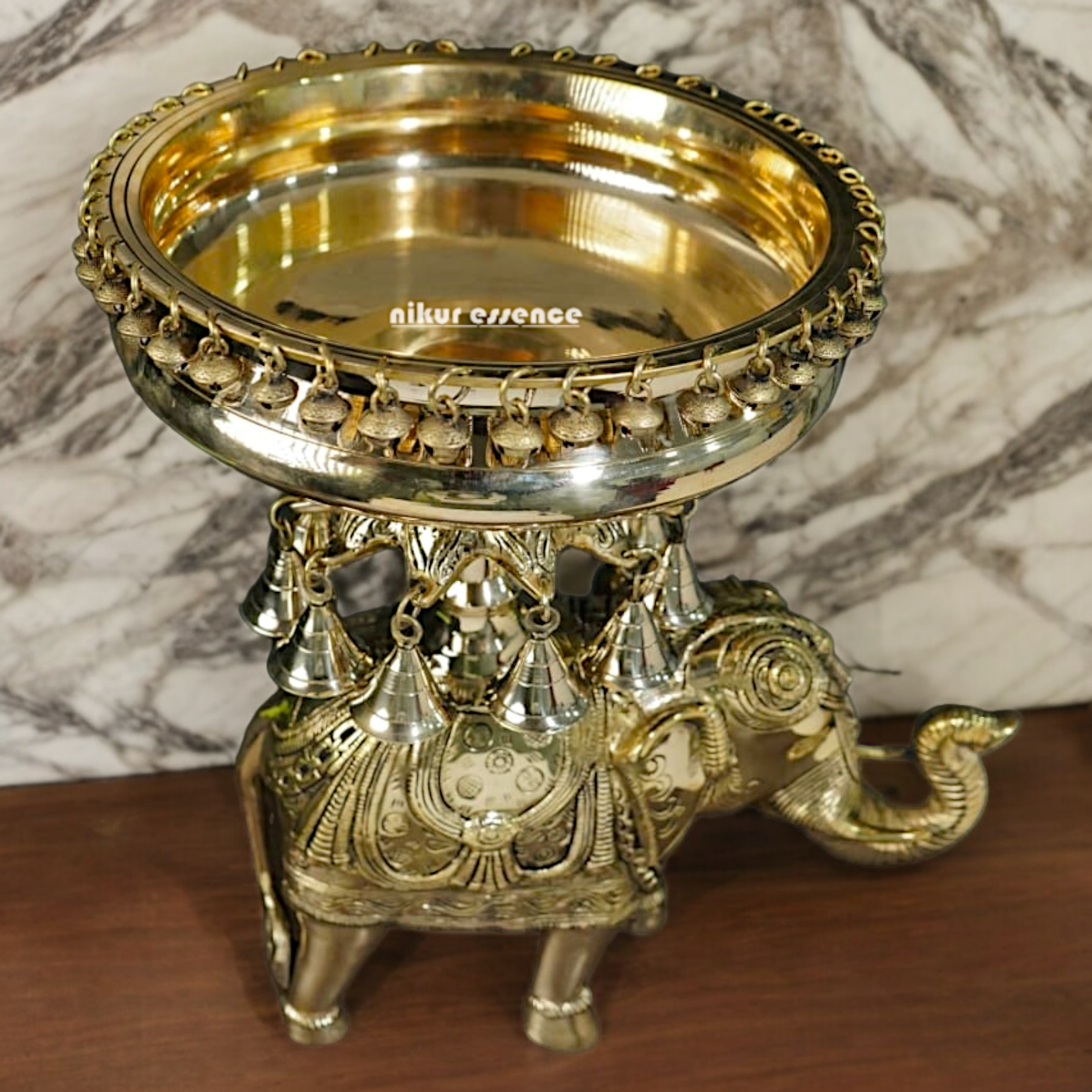 Shop Elephant Urli Solid brass with Bells Ghungroo - 16.5 Inch Nikuressence