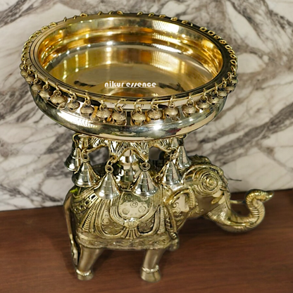 Shop Elephant Urli Solid brass with Bells Ghungroo - 16.5 Inch Nikuressence
