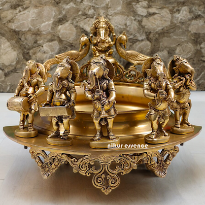 Solid Braas Musical Ganesh Urli - 19.50 inch Nikuressence
