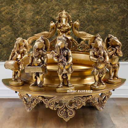 Solid Braas Musical Ganesh Urli - 19.50 inch Nikuressence