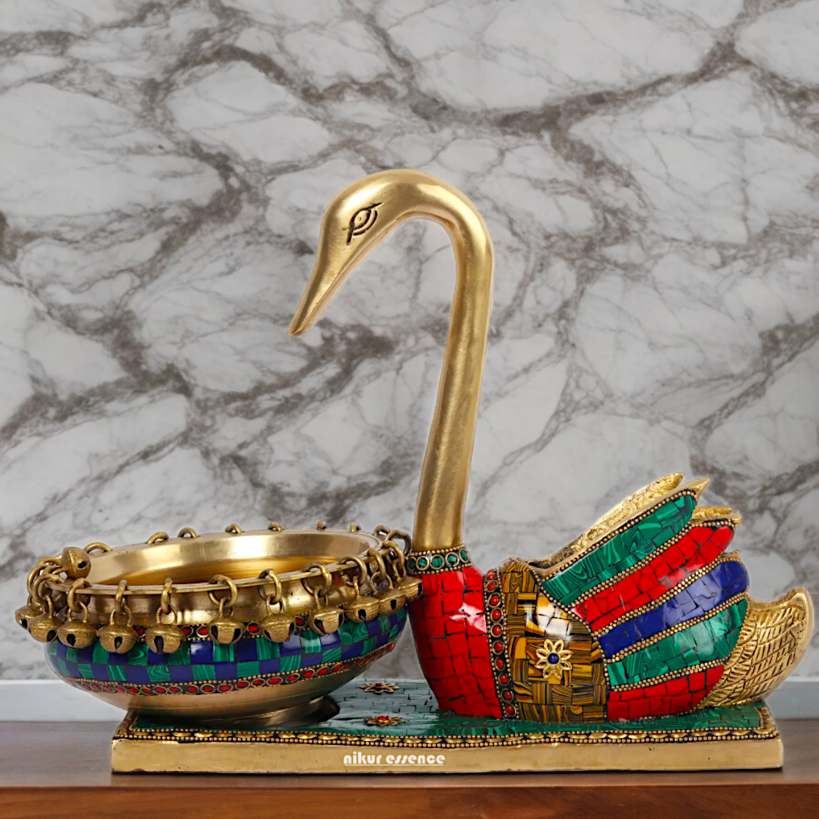 Shop Braas Swan Urli with Stone Work - 13 inches Nikuressence