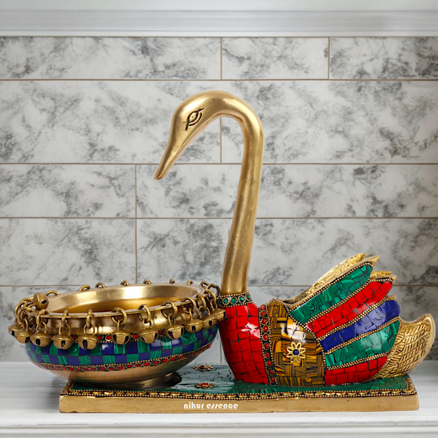 Shop Braas Swan Urli with Stone Work - 13 inches Nikuressence