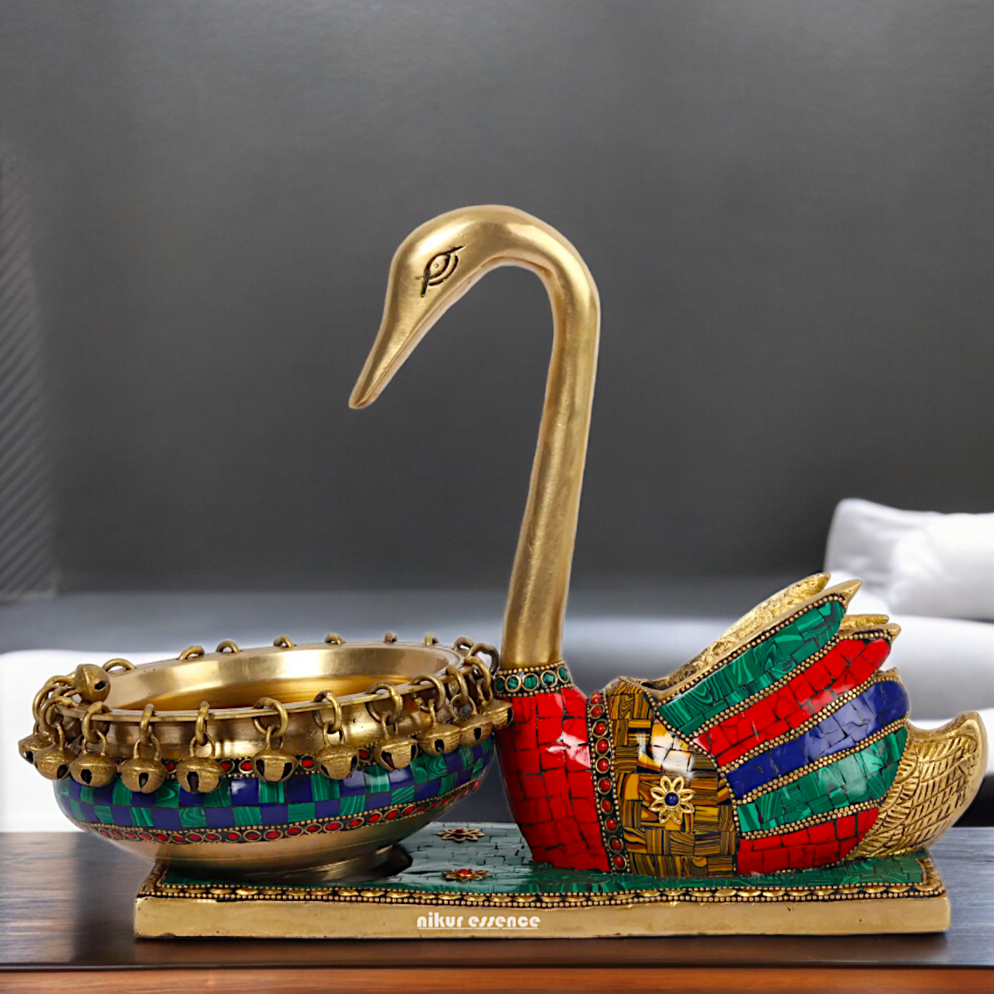 Shop Braas Swan Urli with Stone Work - 13 inches Nikuressence