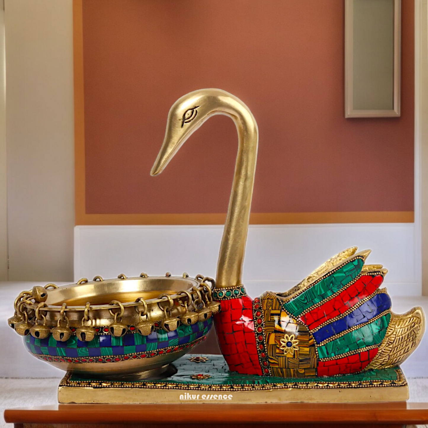 Shop Braas Swan Urli with Stone Work - 13 inches Nikuressence