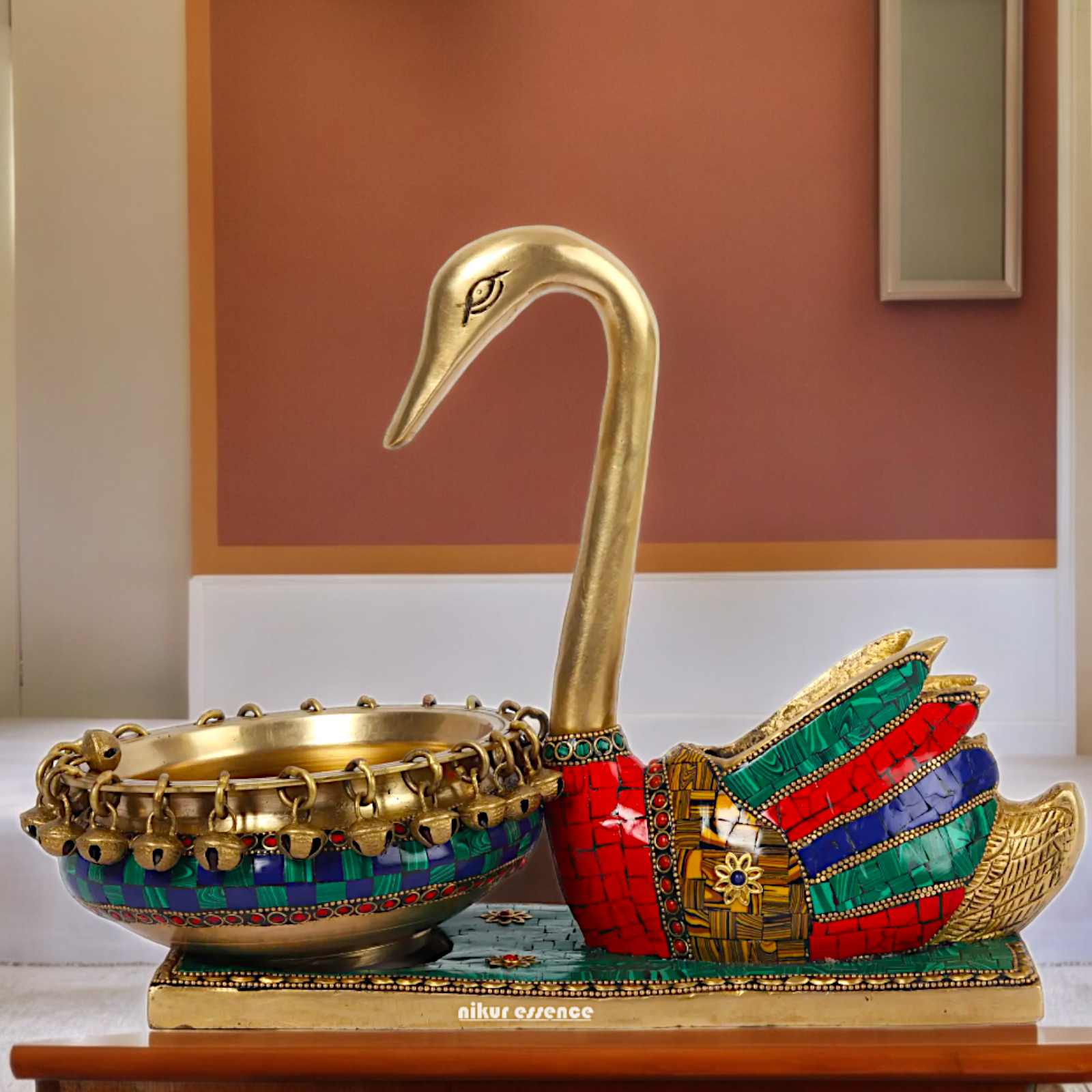 Shop Braas Swan Urli with Stone Work - 13 inches Nikuressence