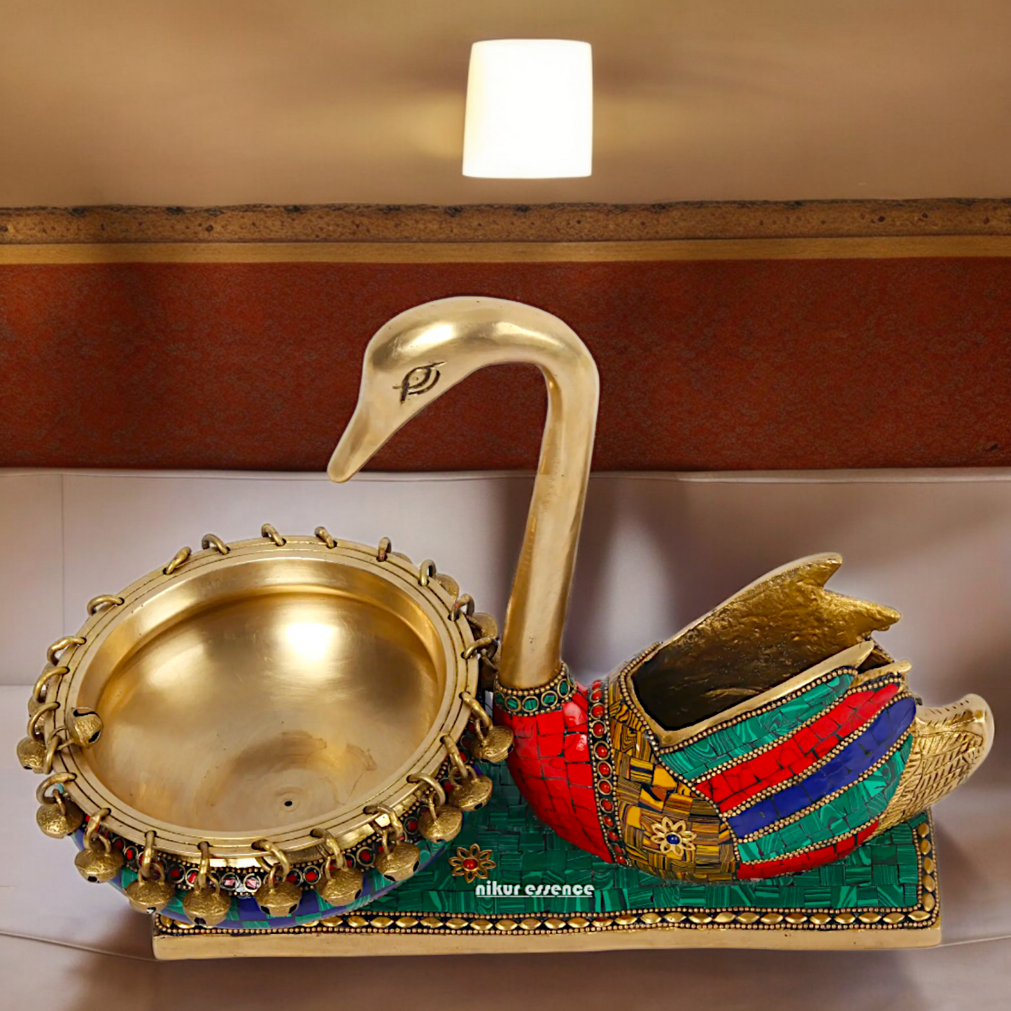 Shop Braas Swan Urli with Stone Work - 13 inches Nikuressence