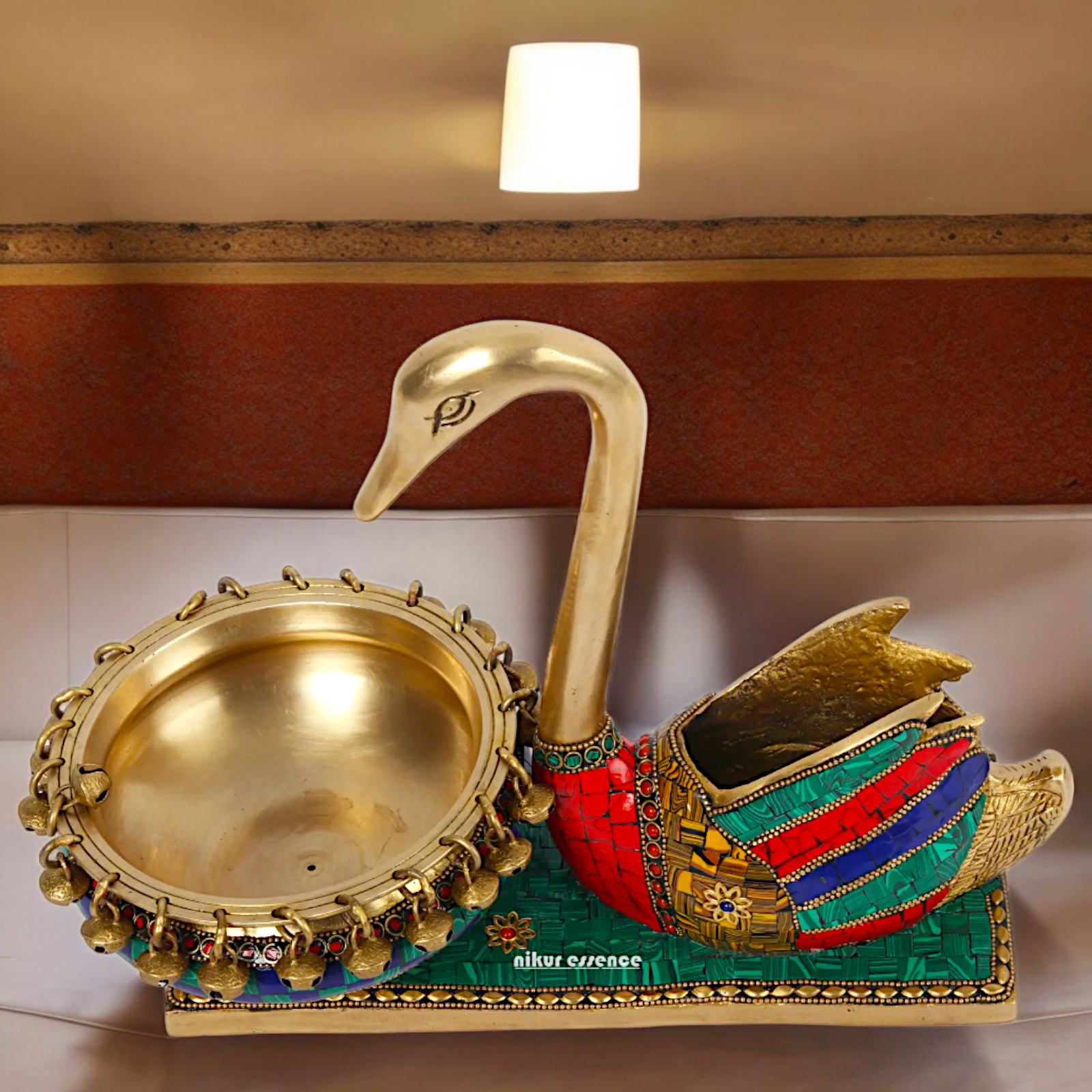 Shop Braas Swan Urli with Stone Work - 13 inches Nikuressence