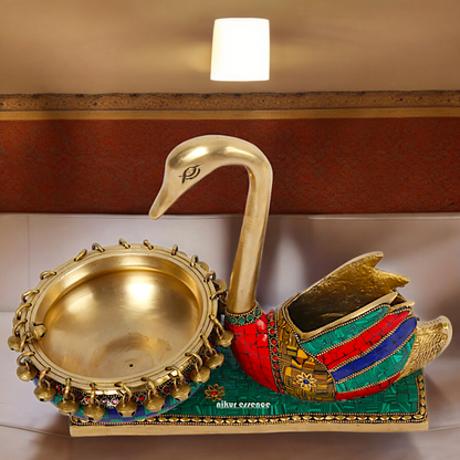 Shop Braas Swan Urli with Stone Work - 13 inches Nikuressence