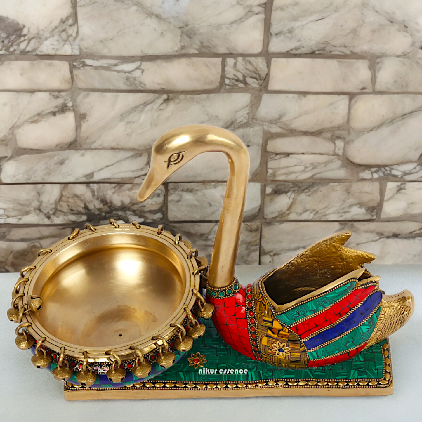 Shop Braas Swan Urli with Stone Work - 13 inches Nikuressence