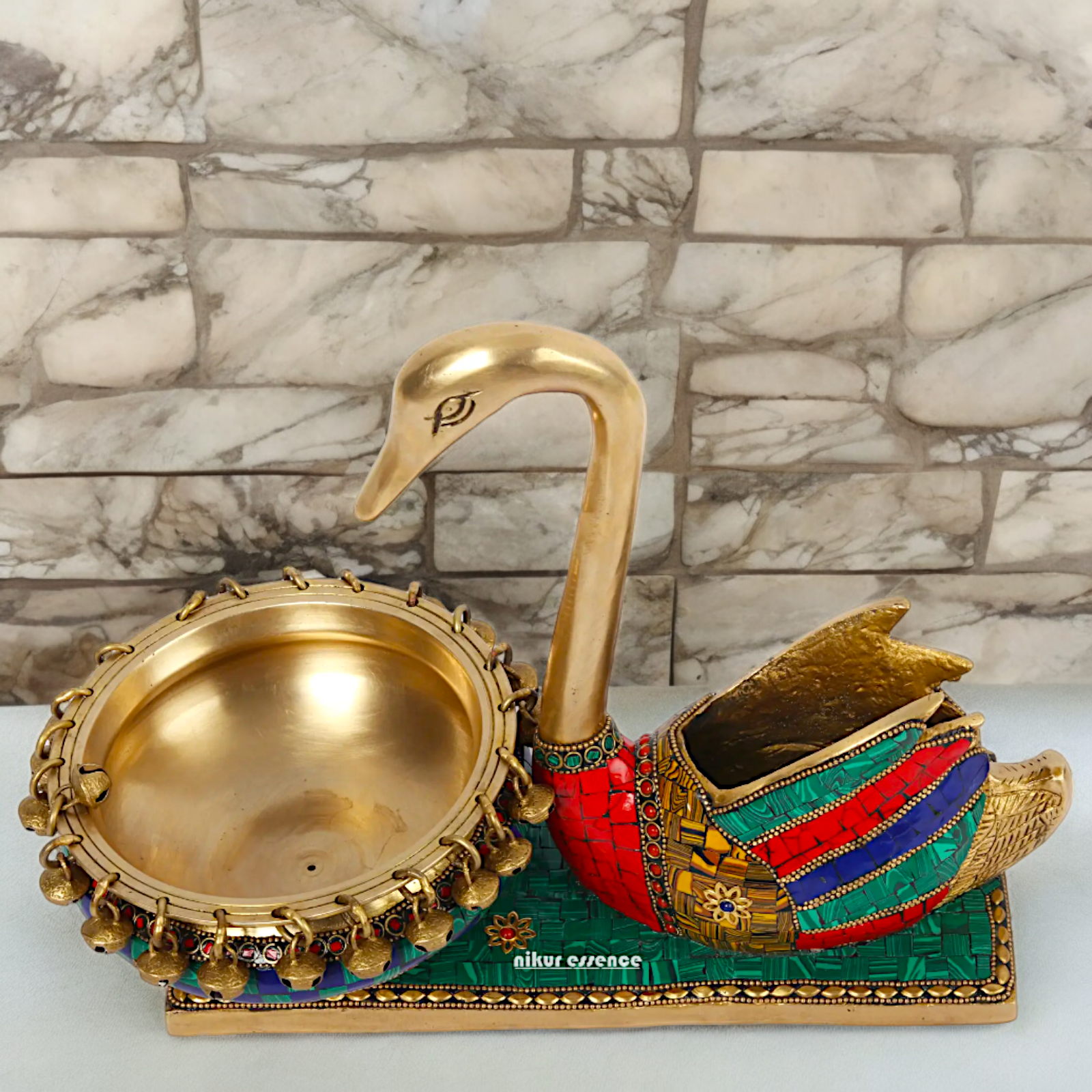 Shop Braas Swan Urli with Stone Work - 13 inches Nikuressence