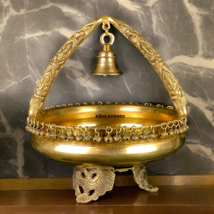 Solid Braas Urli with Ganesh Figurine - 15 inches Nikuressence