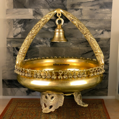 Solid Braas Urli with Ganesh Figurine - 15 inches Nikuressence