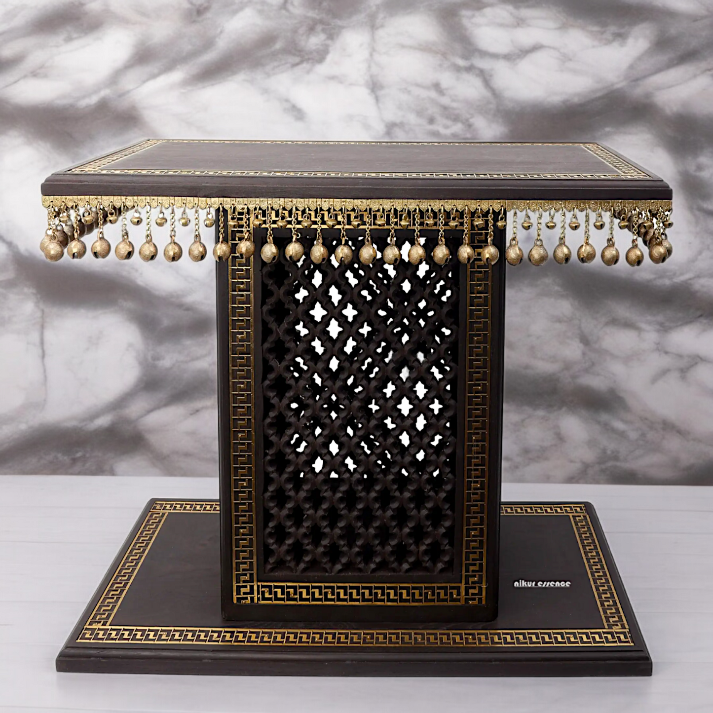 Braas Chowki Stool with Bells Ghungroo Large - 25.984 inches Nikuressence