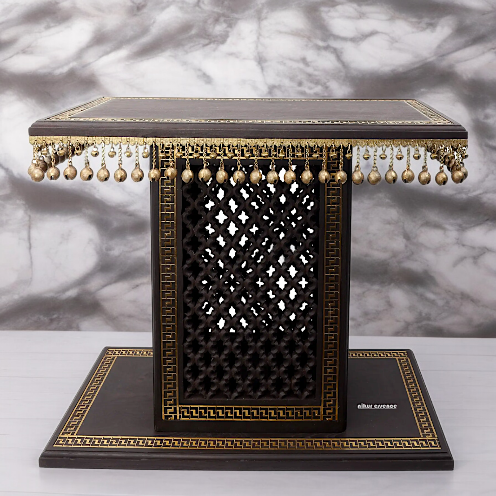 Braas Chowki Stool with Bells Ghungroo Large - 25.984 inches Nikuressence