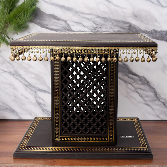 Braas Chowki Stool with Bells Ghungroo Large - 25.984 inches Nikuressence