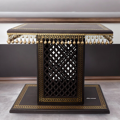 Braas Chowki Stool with Bells Ghungroo Large - 25.984 inches Nikuressence