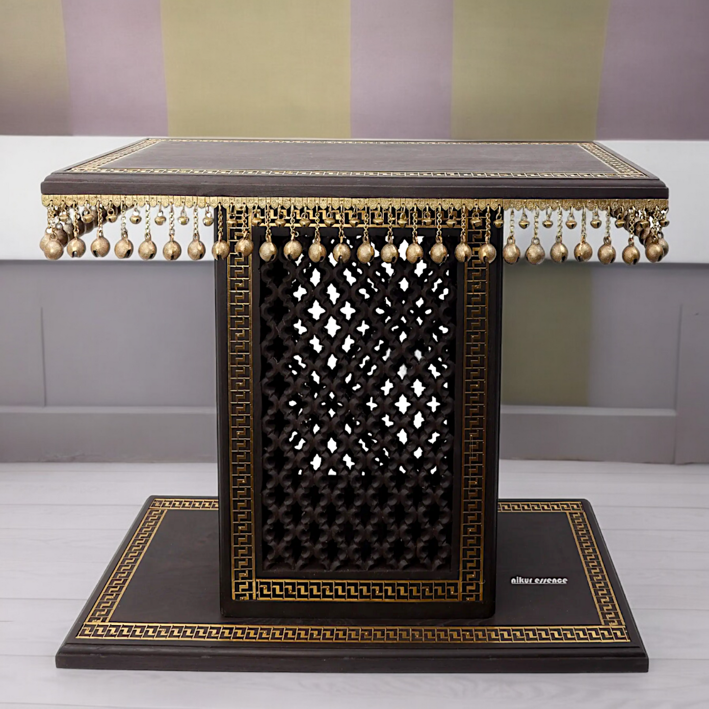 Braas Chowki Stool with Bells Ghungroo Large - 25.984 inches Nikuressence