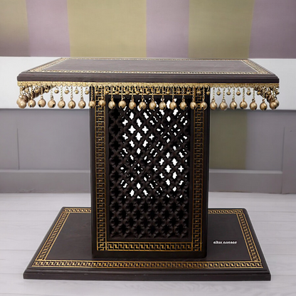 Braas Chowki Stool with Bells Ghungroo Large - 25.984 inches Nikuressence