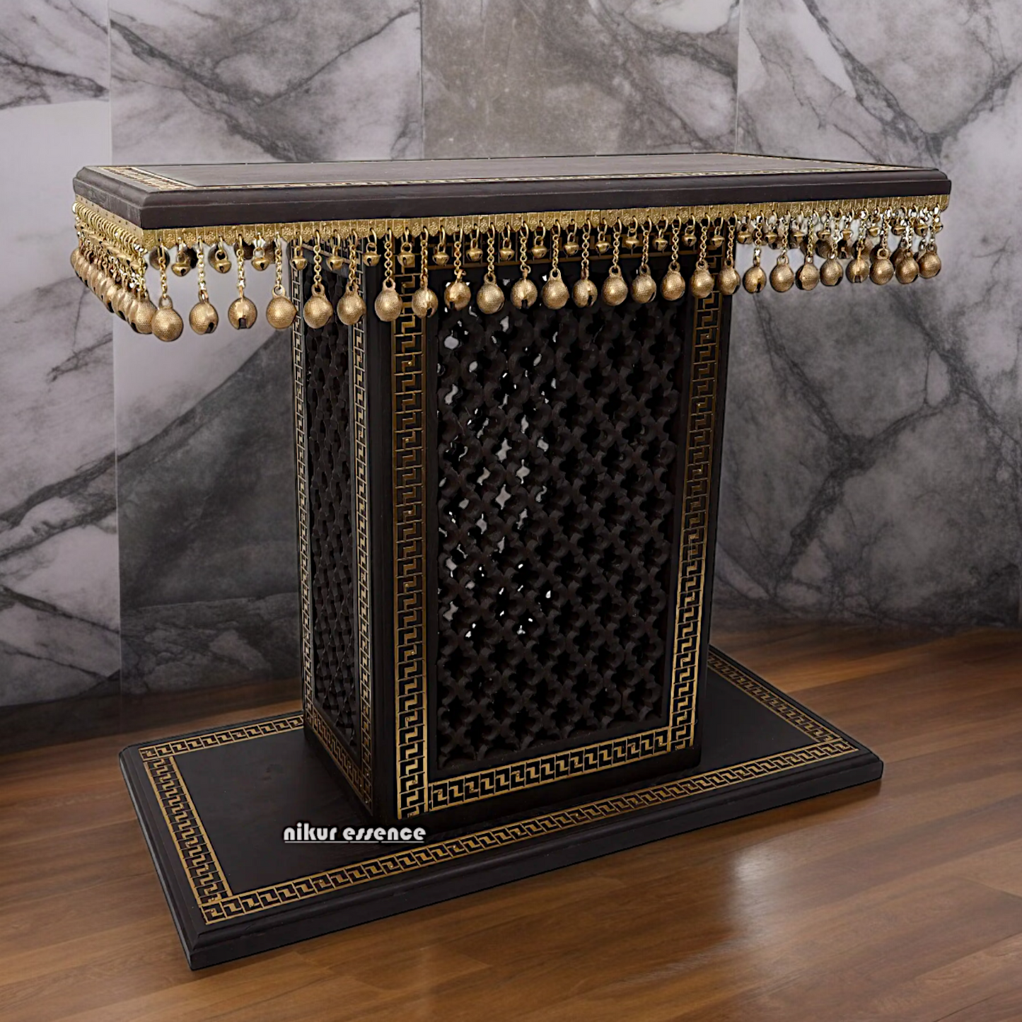 Braas Chowki Stool with Bells Ghungroo Large - 25.984 inches Nikuressence