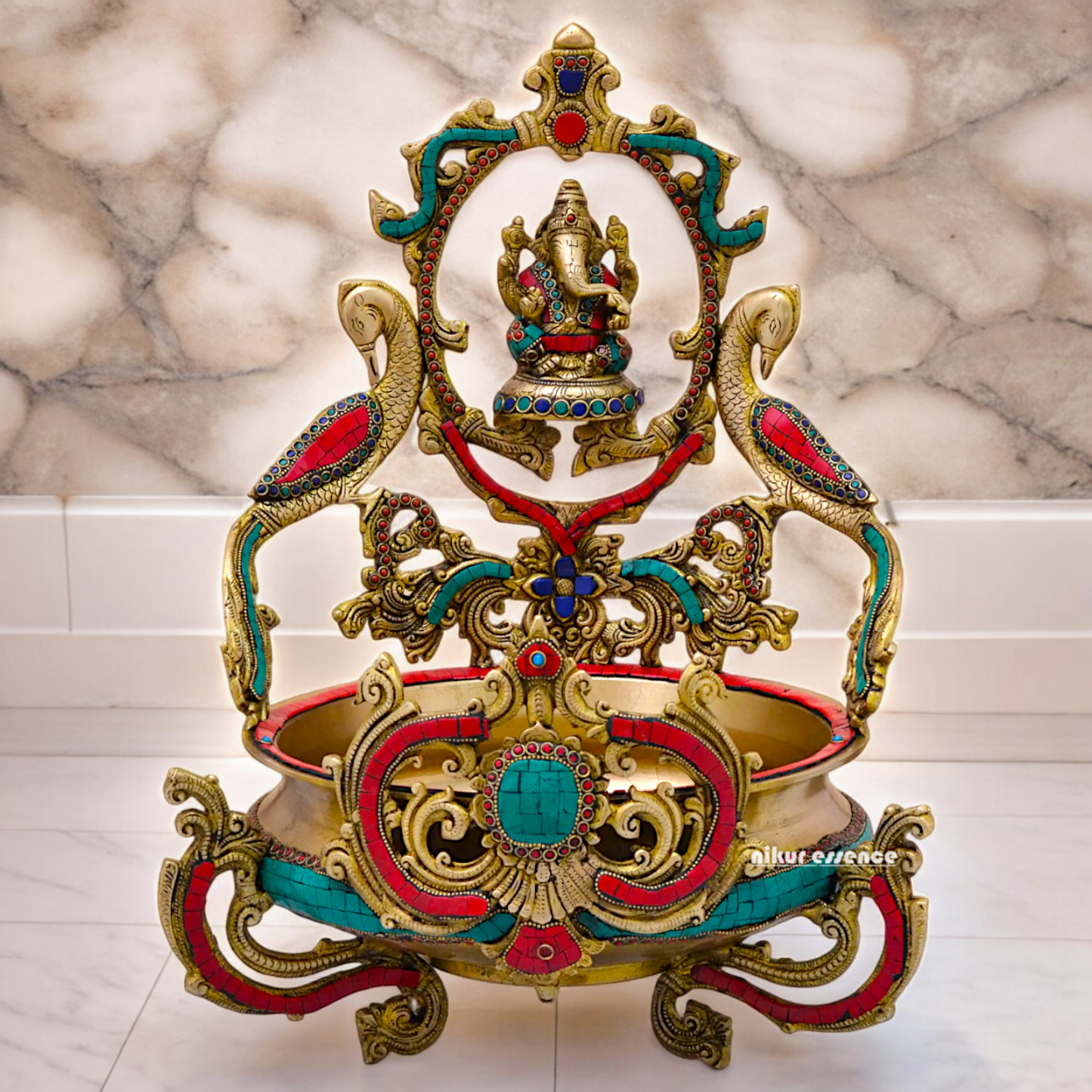 Shop Ganesh Braas Urli with Stone Work- 19 inches Nikuressence