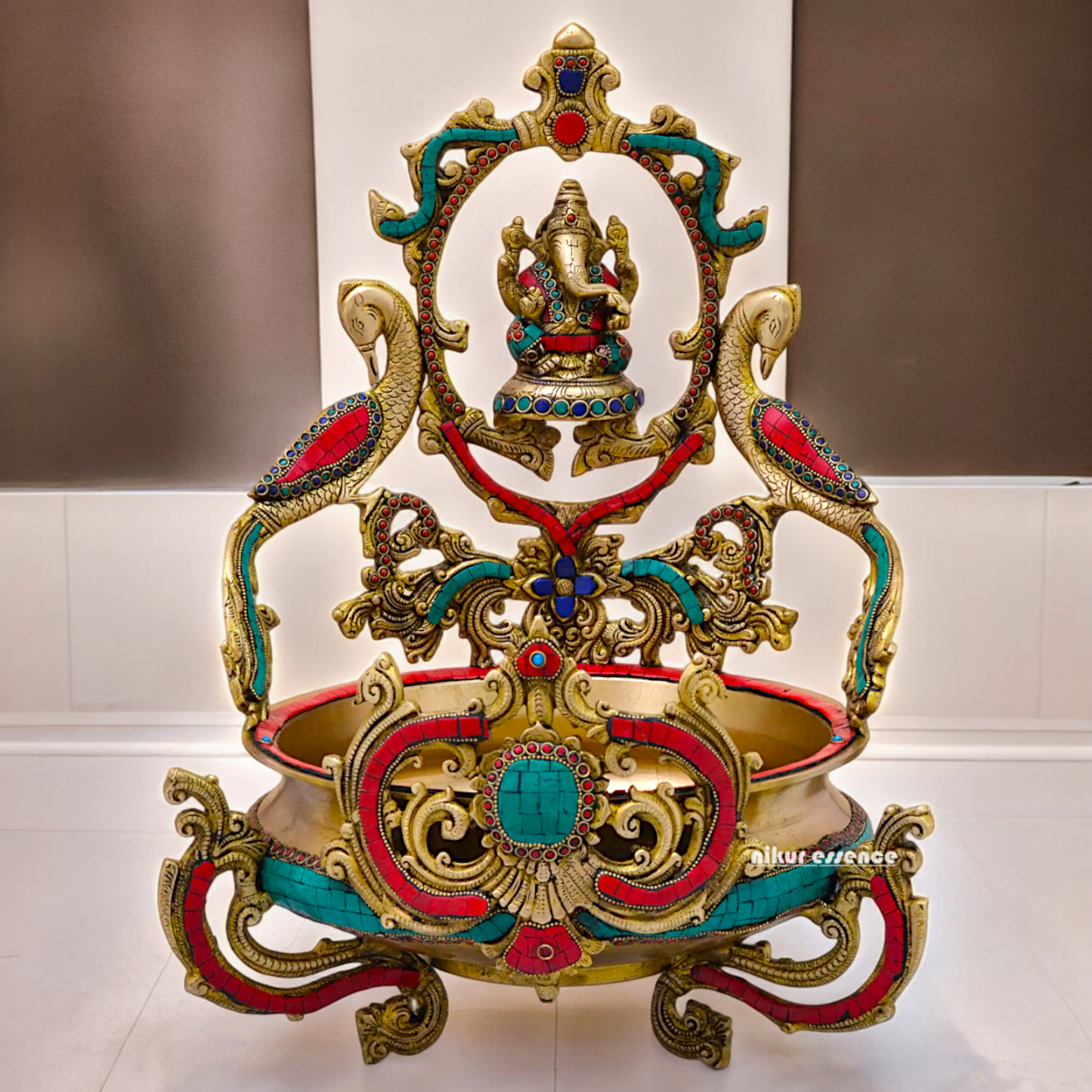 Shop Ganesh Braas Urli with Stone Work- 19 inches Nikuressence