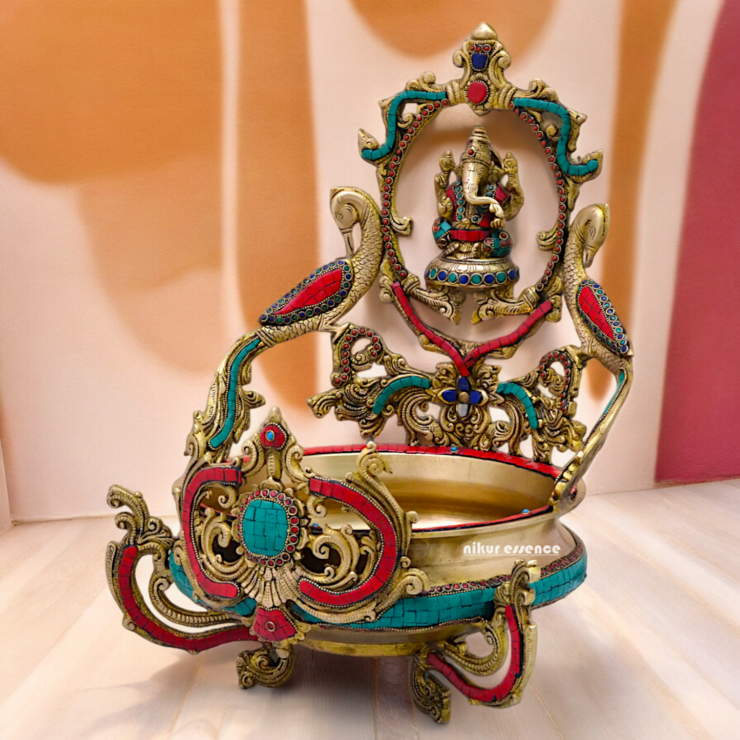 Shop Ganesh Braas Urli with Stone Work- 19 inches Nikuressence