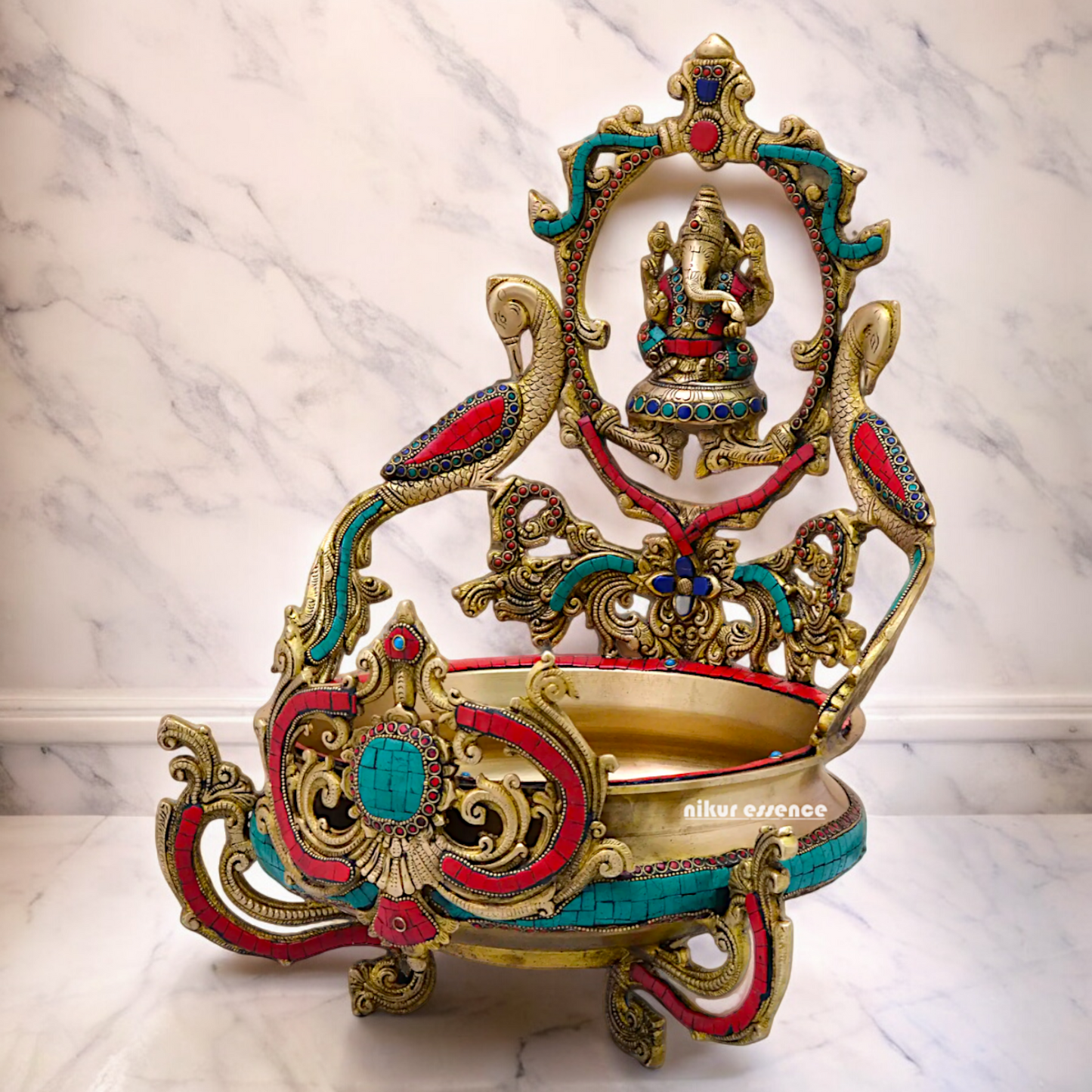 Shop Ganesh Braas Urli with Stone Work- 19 inches Nikuressence