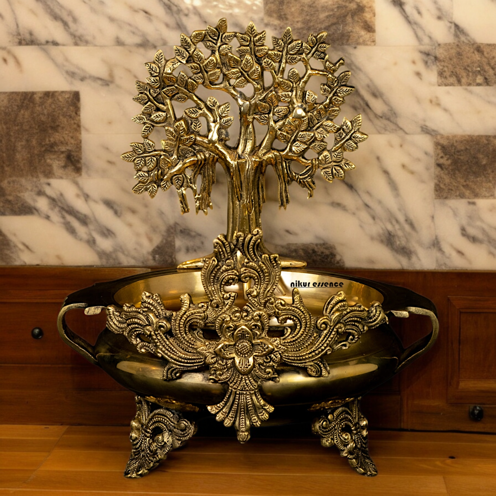 Large Tree Urli Braas - 14 inches Nikuressence