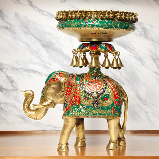 Online Elephant Urli Braas with Stone Work - 20.7 inches Nikuressence